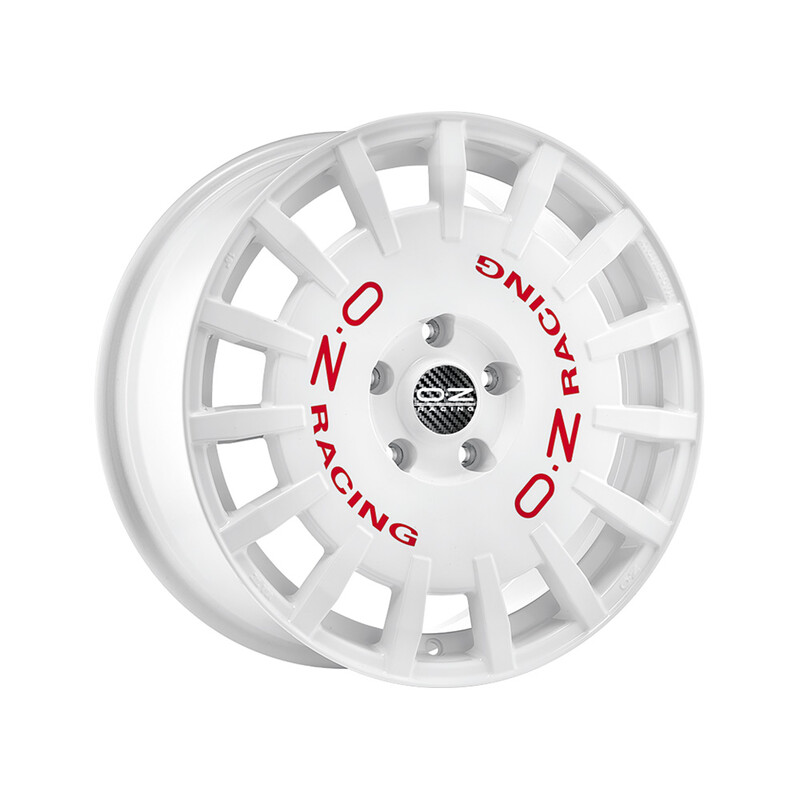 Jante OZ Rally Racing 17x8" 5x114.3 ET45, Blanc, Lettres Rouges