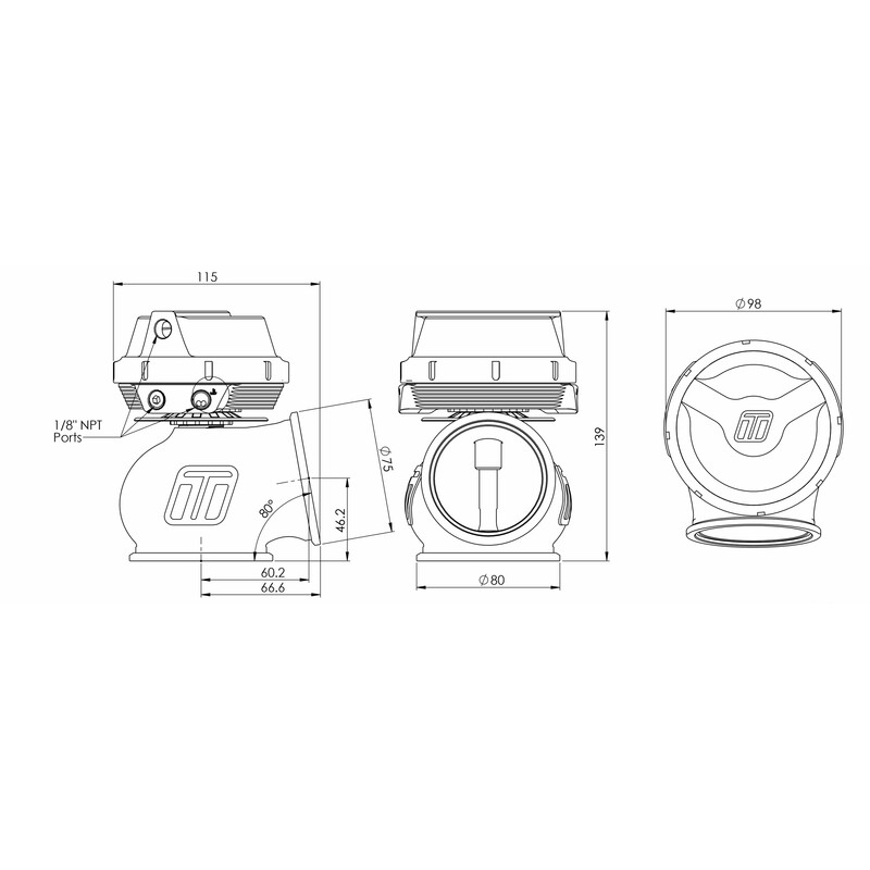 Wastegate Externe Turbosmart Gen V Power-Gate (60 mm)
