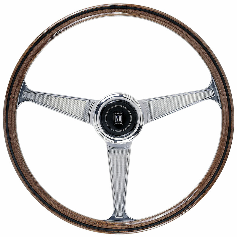 Volant Nardi 60e Anniv., Bois, Branches Chromées, Tulipé 45 mm, Ø38 cm