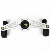 Volant Nardi 2Spokes, Cuir Noir Perforé, Branches Alu, Coutures Noires