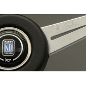 Volant Nardi Classic ND36, Cuir Noir, Branches Alu, Coutures Grises, Tulipé 40 mm, Centre Noir