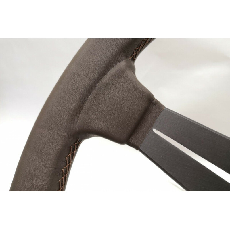 Volant Nardi Deep Corn Ø35, Cuir Brun, Branches Grises, Coutures Brunes, Tulipé 75 mm