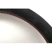 Volant Nardi Competition, Cuir Noir Retourné, Branches Noires, Coutures Rouges, Tulipé 40 mm, Ø33 cm