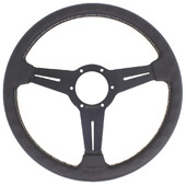 Volant Nardi Classic ND34, Cuir Noir, Branches Noires, Coutures Grises, Tulipé 40 mm