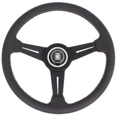 Volant Nardi Classic ND34, Cuir Noir, Branches Noires, Coutures Grises, Tulipé 40 mm