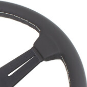 Volant Nardi Classic ND34, Cuir Noir, Branches Noires, Coutures Grises, Tulipé 40 mm