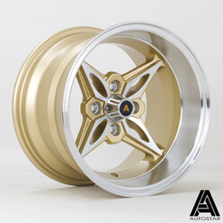 Jante Autostar Kanji 14x9" 4x100 ET-13, Doré, Rebord Poli