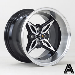 Jante Autostar Kanji 14x9" 4x100 ET-13, Noir Brillant, Rebord Poli
