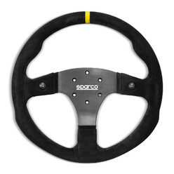 Volant Sparco R330B, Plat, Cuir Retourné, 2 Boutons