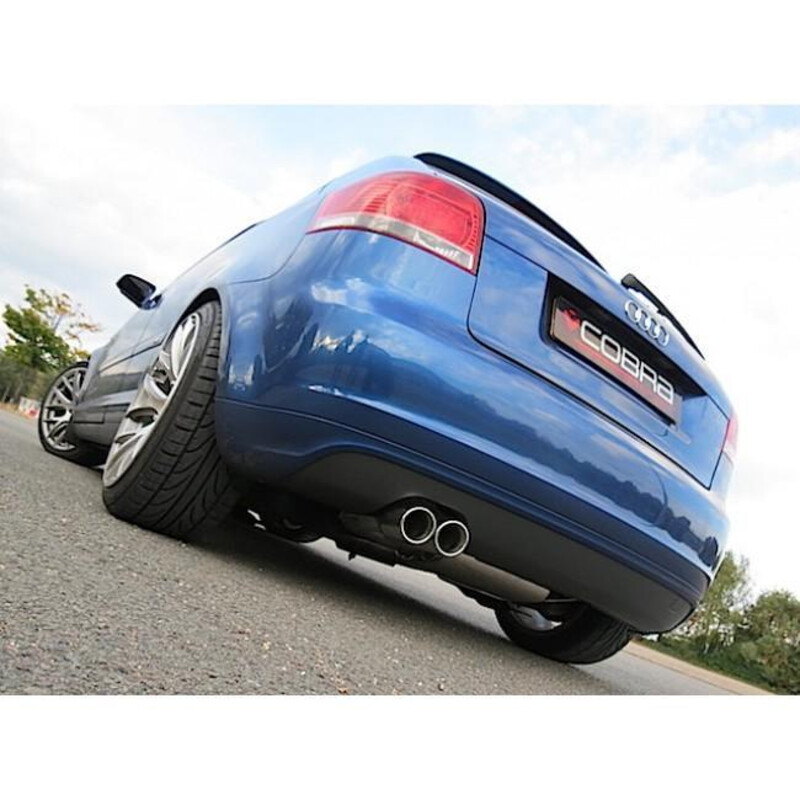 Ligne d'Echappement "Catback" Cobra pour Audi A3 8P Sportback, 2.0L TFSI, 2 Roues Motrices (03-12)