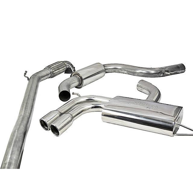 Ligne d'Echappement Complète "Turboback" Cobra pour Audi A3 8P 3 Portes, 2.0L TFSI, 2 Roues Motrices (03-12)