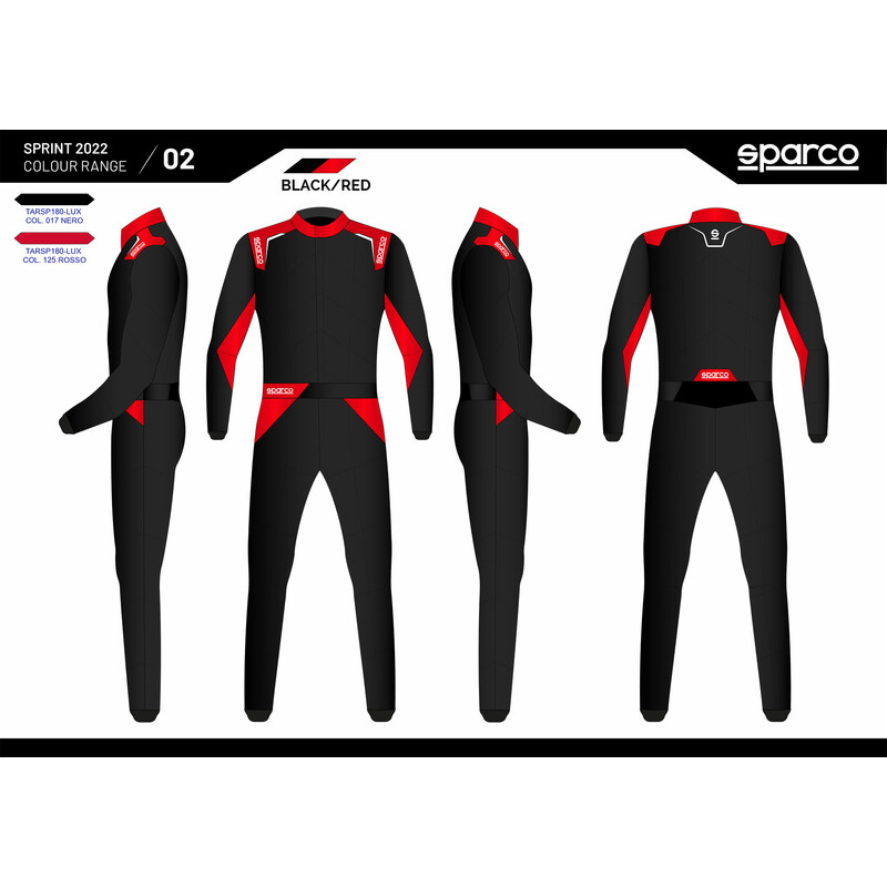 Combinaison Sparco Sprint Noire & Rouge (FIA 8856-2018)