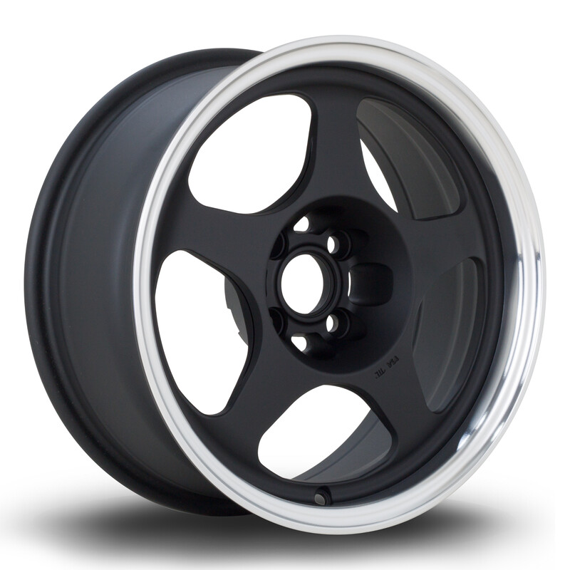 Jante Rota Slipstream 15x6.5" 4x95.25 ET7, Noir Satiné, Rebord Poli