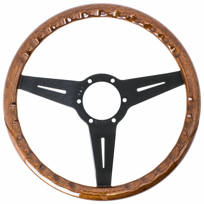 Volant Nardi Classic ND34 Bois, Branches Noires, Tulipé 25 mm
