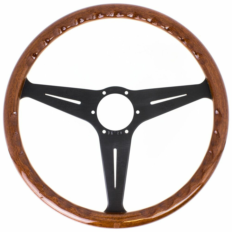 Volant Nardi Classic ND39 Bois, Branches Noires, Tulipé 30 mm