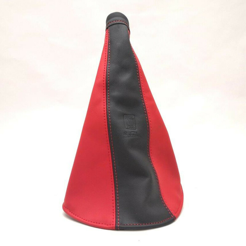Soufflet de Frein à Main Nardi, Cuir Noir & Rouge