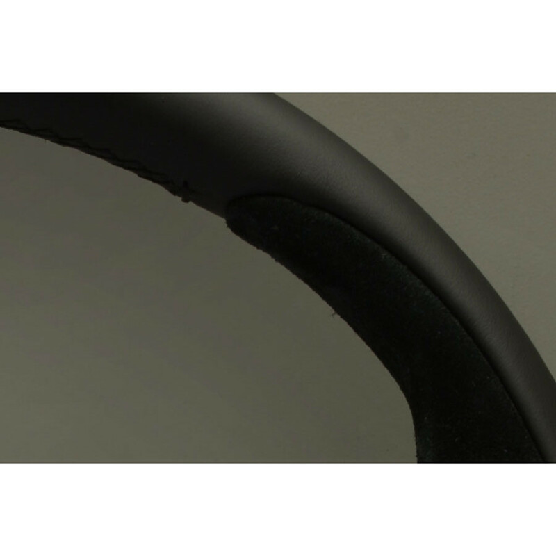 Volant Personal Pole Position (350 mm) Cuir Noir & Cuir Noir Retourné, Branches Noires, Logo Argent