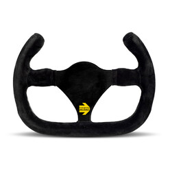 Volant Momo Mod. 27/C, Cuir Noir Retourné, Branches Noires - 27 cm
