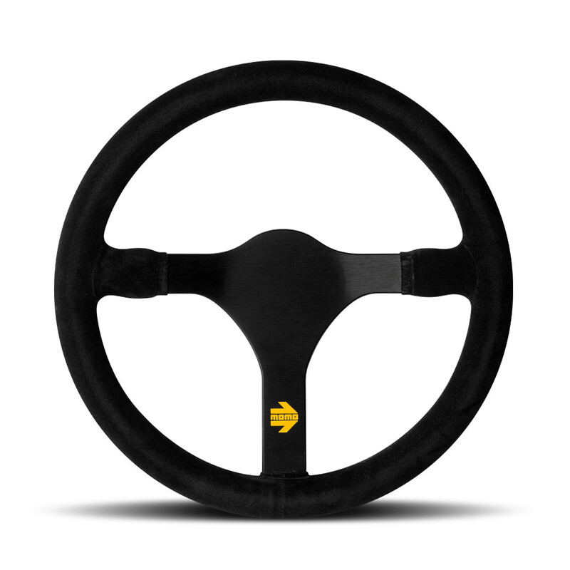 Volant Momo Mod. 31, Cuir Noir Retourné, Branches Noires - 34 cm