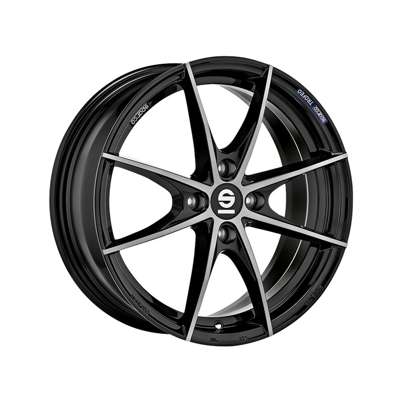 Jante Sparco Trofeo 4 15x6" 4x108 ET42, Noir Mat, Branches Polies