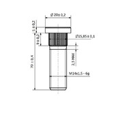Goujon de Roue M14x1.5 - Cannelures 15.85 mm (Long, 70 mm)