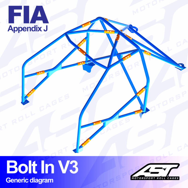 Arceau 6 Points à Boulonner AST Rollcages V3 pour Ford Focus MK1 - 3 Portes (Traction) - FIA