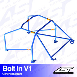 Arceau 6 Points à Boulonner AST Rollcages V1 pour BMW E30 Coupé, 4 Roues Motrices - FIA