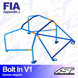Arceau 6 Points à Boulonner AST Rollcages V1 pour Peugeot 106 - FIA