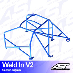 Arceau 8 Points à Souder AST Rollcages V2 pour VW Golf 4 - 3 Portes (4 Motion)