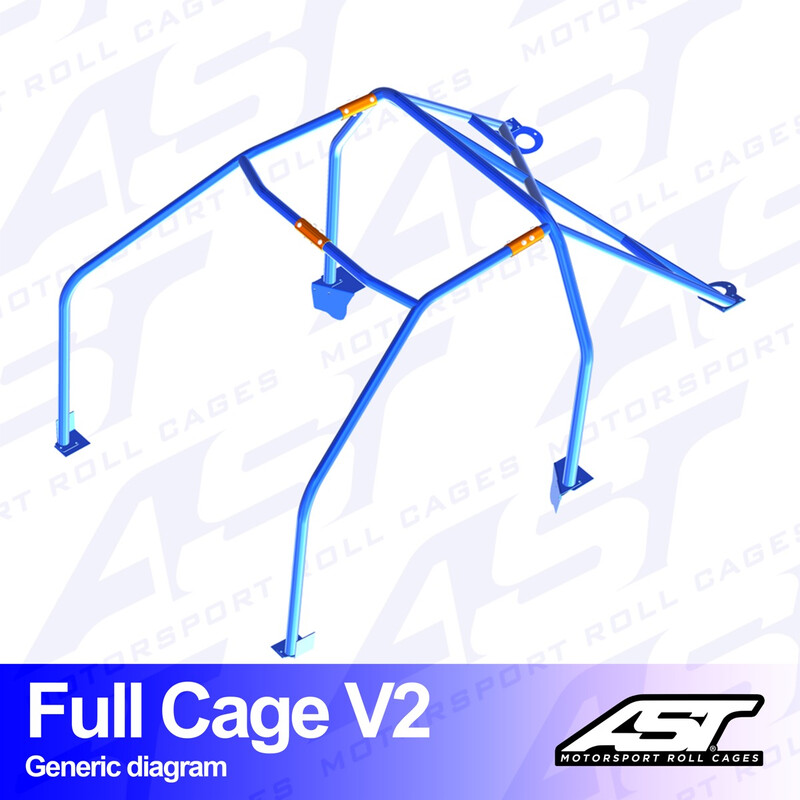 Arceau 6 Points à Boulonner AST Rollcages V2 pour VW Golf 4 - 3 Portes (Traction)