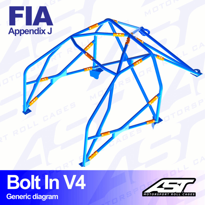 Arceau 6 Points à Boulonner AST Rollcages V4 pour Ford Fiesta MK2 - 3 Portes - FIA