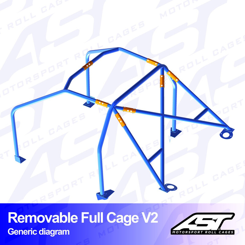 Arceau 6 Points à Boulonner AST Rollcages V2 Démontable pour Ford Fiesta MK2 - 3 Portes