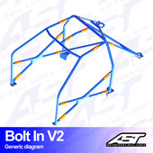 Arceau 6 Points à Boulonner AST Rollcages V2 pour Ford Focus MK2 - 3 Portes (Traction) - FIA