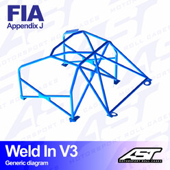 Arceau 8 Points à Souder AST Rollcages V3 pour Toyota Yaris XP10 - 3 Portes - FIA