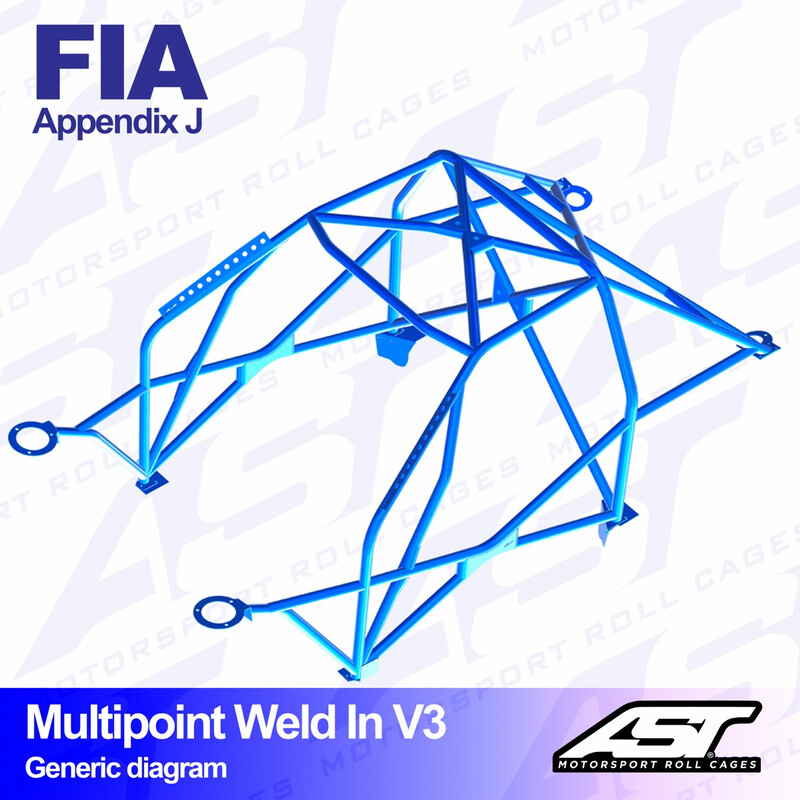 Arceau 10 Points à Souder AST Rollcages V3 pour Ford Sierra MK1, 2 & 3 - Berline 4 Portes (Propulsion & 4 Roues Motrices) - FIA