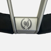 Volant Nardi Novantesimo, Cuir Noir, Branches Blanches, Ø35 cm, Bague Blanche 