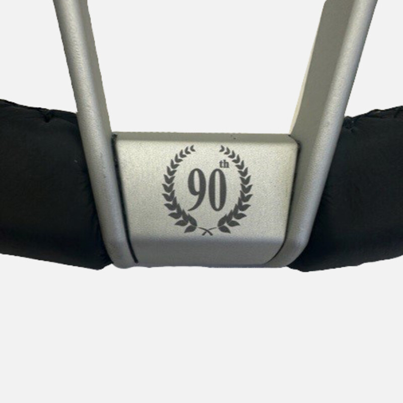Volant Nardi Novantesimo, Cuir Noir, Branches Blanches, Ø35 cm, Bague Blanche 