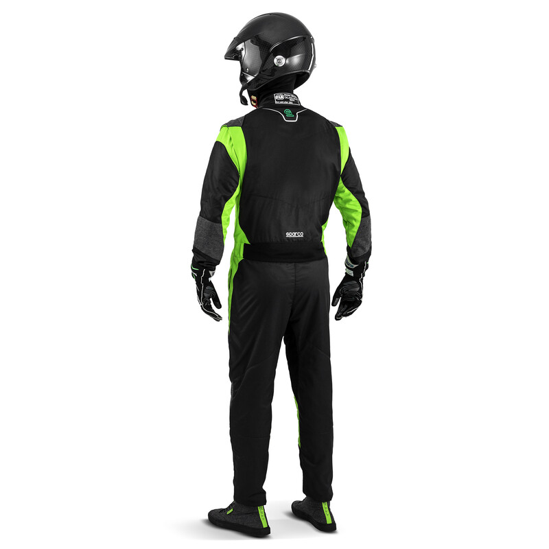Combinaison Ecoresponsable Sparco Futura Noire & Verte (FIA 8856-2018)