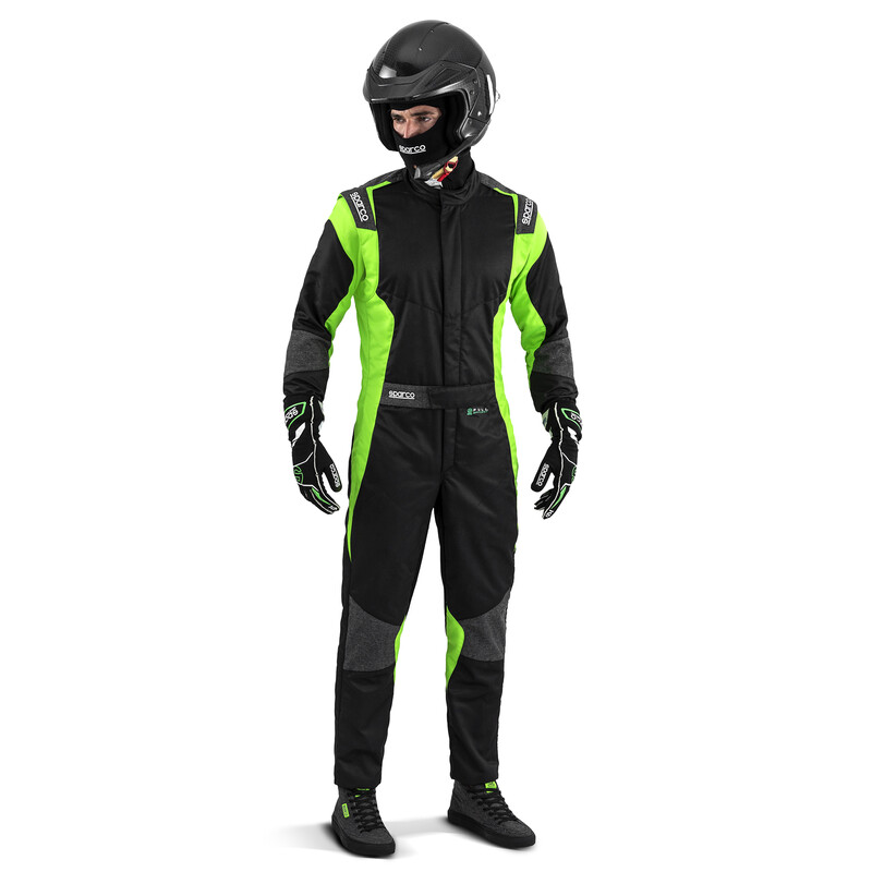 Combinaison Ecoresponsable Sparco Futura Noire & Verte (FIA 8856-2018)