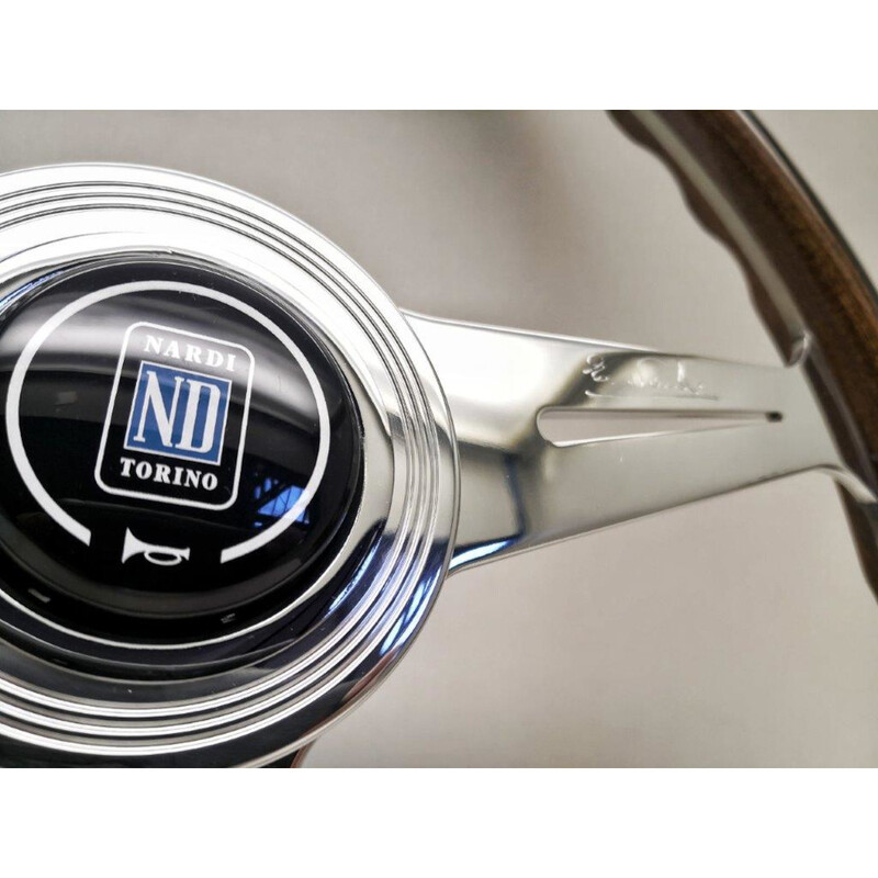 Volant Nardi Classic ND36, Bois, Branches Chromées, Plat