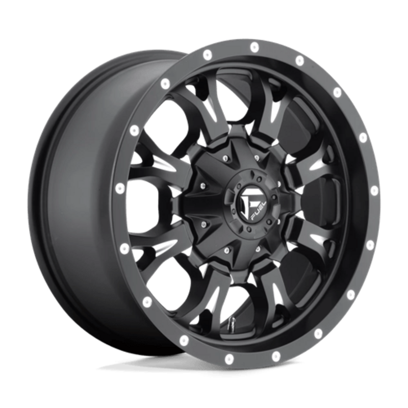 Jante Fuel D517 Krank 17x9 8x165.1 ET1, Noir Mat, Rebord Brillant