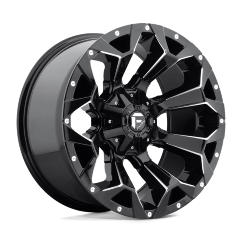 Jante Fuel D576 Assault 17x9 5x114.3/127 ET-12, Noir Brillant, Branches Usinées
