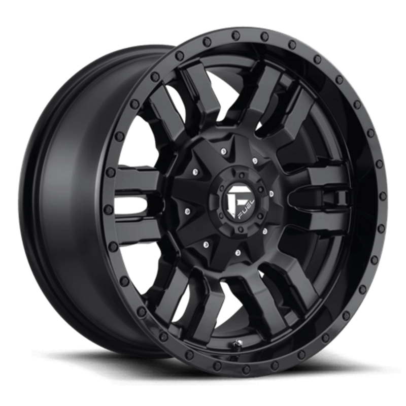 Jante Fuel D596 Sledge 22x10 6x135/139.7 ET-18, Noir Mat, Rebord Brillant