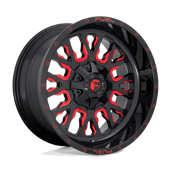 Jante Fuel D612 Stroke 22x10 6x135/139.7 ET-19, Noir Brillant & Rouge