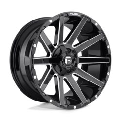 Jante Fuel D615 Contra 18x9 5x114.3/127 ET-12, Noir Brillant, Branches Usinées