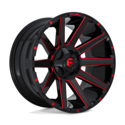 Jante Fuel D643 Contra 18x9 6x135/139.7 ET-12, Noir Brillant & Rouge