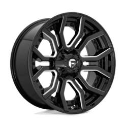 Jante Fuel D711 Rage 20x9 6x135/139.7 ET01, Noir Brillant, Branches Usinées