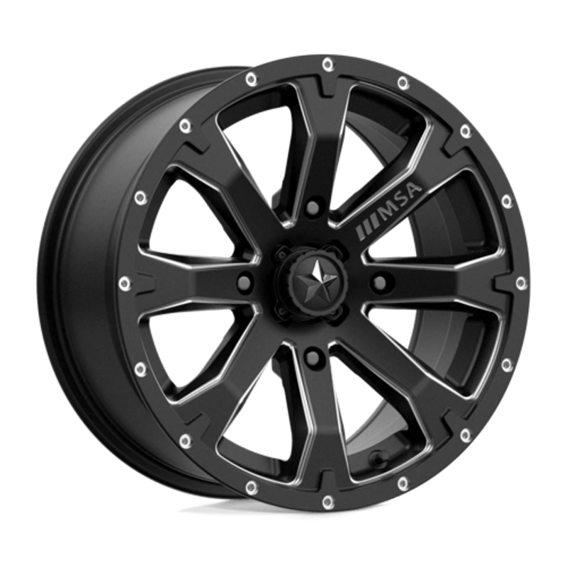 Jante MSA Offroad Wheels M42 Bounty 15x7 4x156 ET10, Noir Satiné, Branches Usinées