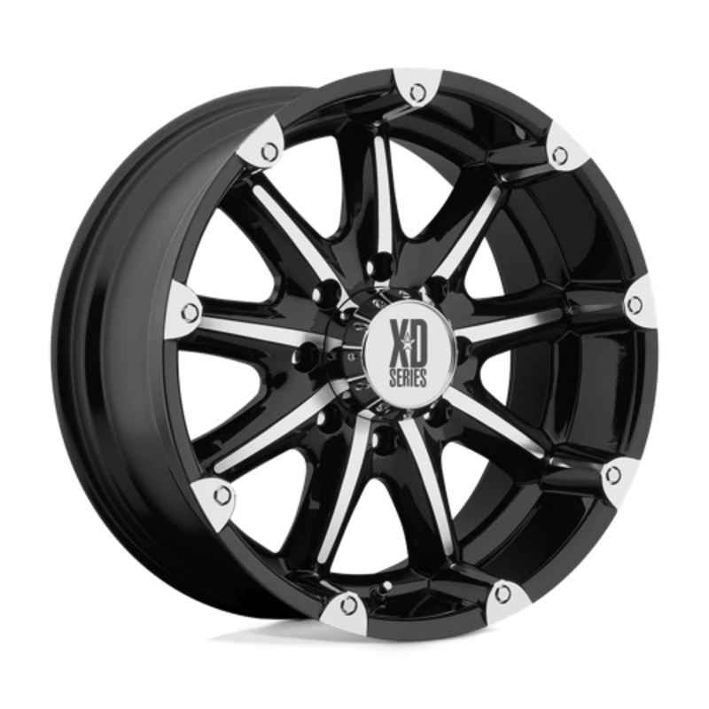 Jante XD779 Badlands 18x9 8x165.1 ET-12, Noir Brillant, Branches Polies