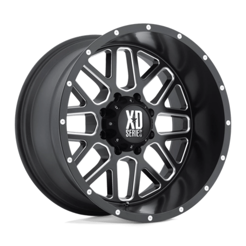 Jante XD820 Grenade 20x10 5x139.7 ET-24, Noir Satiné, Branches Usinées